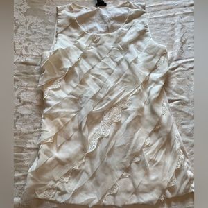 Ann Taylor Women’s Sleeveless Ruffle Top Cream off White